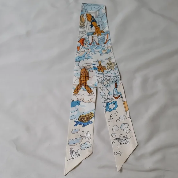 Hermes 'Sur Mon Nuage' Silk Twilly Scarf - Picture 3 of 4